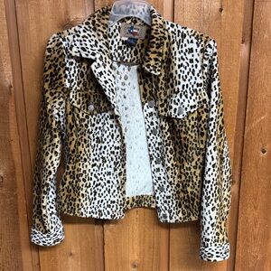 Leopard Print Faux Fur Jean Jacket - Women's Animal Print Trucker